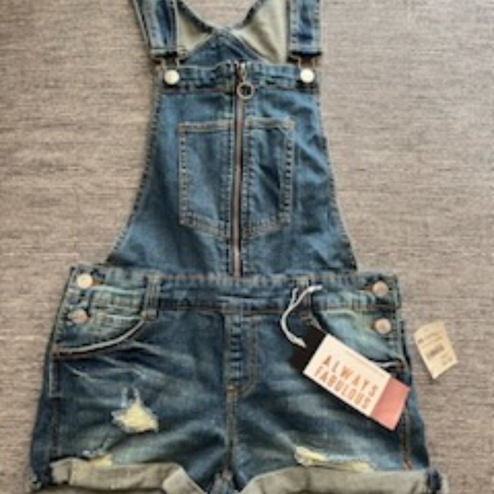 Almost Famous Women's Adjustable Strap Denim Overall Shorts